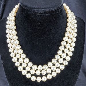 Ciner Faux Pearl Triple Strand Necklace